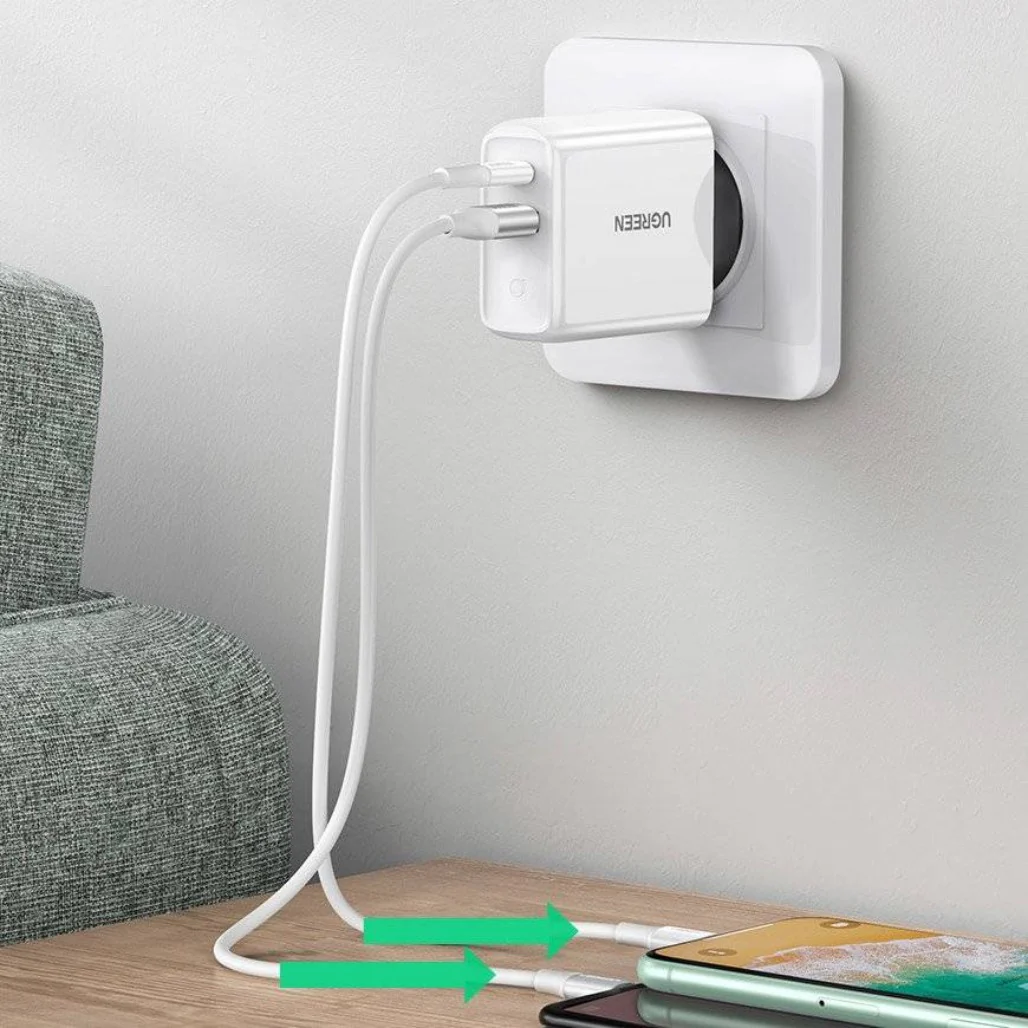 Ugreen 38W Dual-Port USB-C + USB-A Fast Charger – Smart Wall Charger (EU Plug) - Image 4