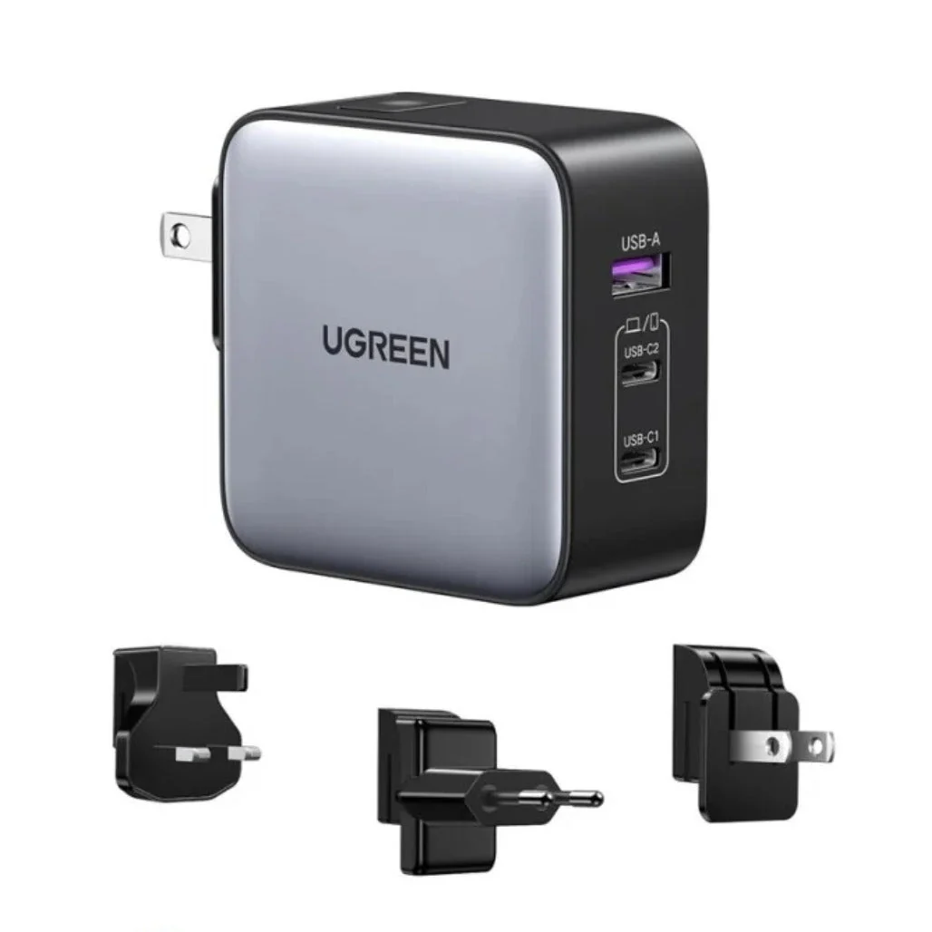 Ugreen 65W GaN Travel Charger – 3-Port Fast Charging Adapter with International Plugs - Image 2