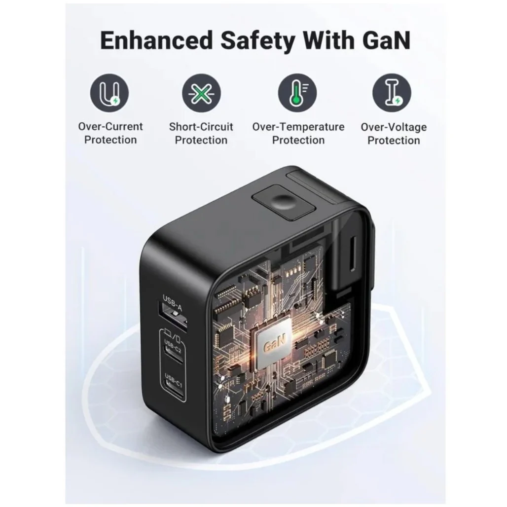 Ugreen 65W GaN Travel Charger – 3-Port Fast Charging Adapter with International Plugs - Image 8