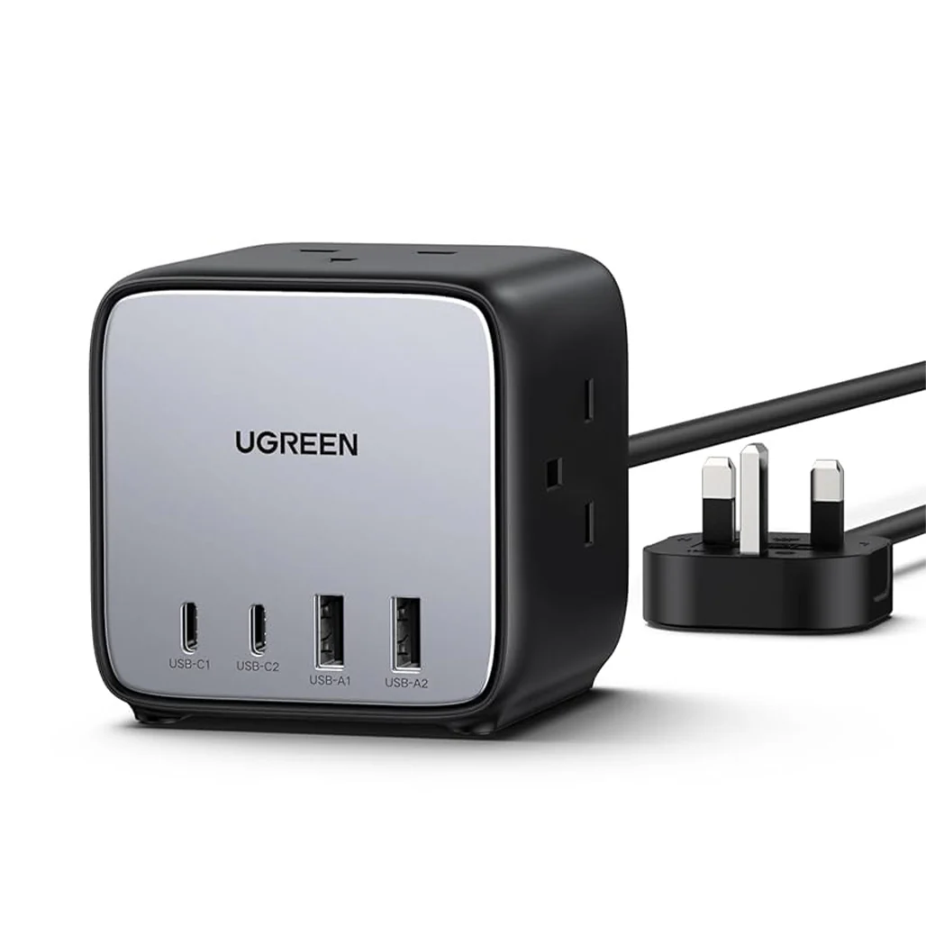 UGreen 65W USB-C GaN Charging Station - 7-Port Desktop Charger with 3 AC Outlets, 2 USB-C Ports, 2 USB-A Ports, 1.8M Extension Cord - Image 2