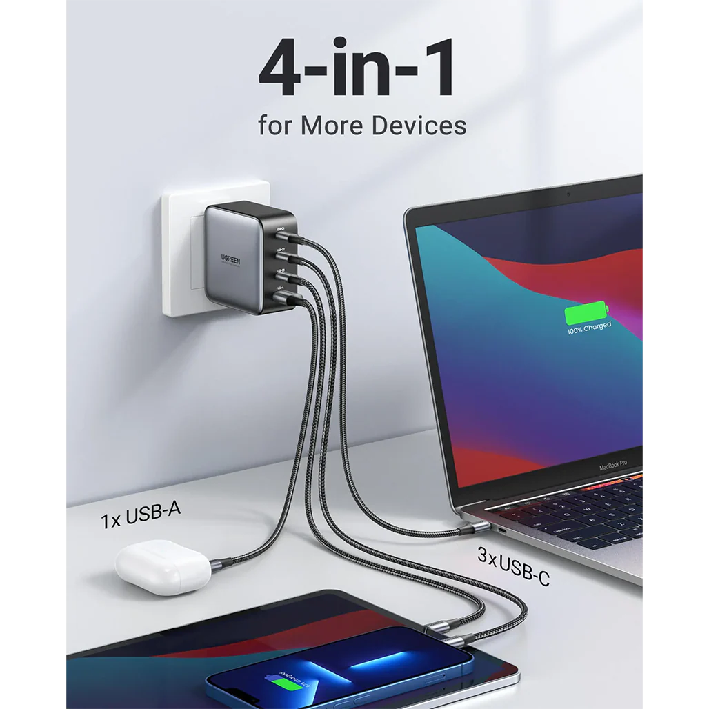 UGREEN 65W USB C PD Charger - 4-Port GaN Charger with PPS Fast Charging for Laptops, Phones & Tablets - Image 2