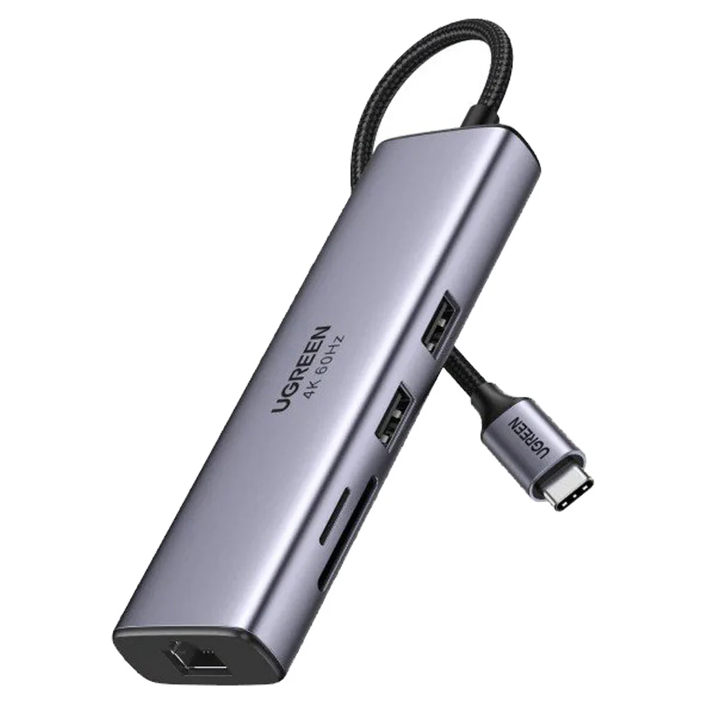 UGreen 7-in-1 Multiport Adapter with 4K@60Hz HDMI – USB-C Hub with Ethernet, MicroSD, USB 3.0 Ports