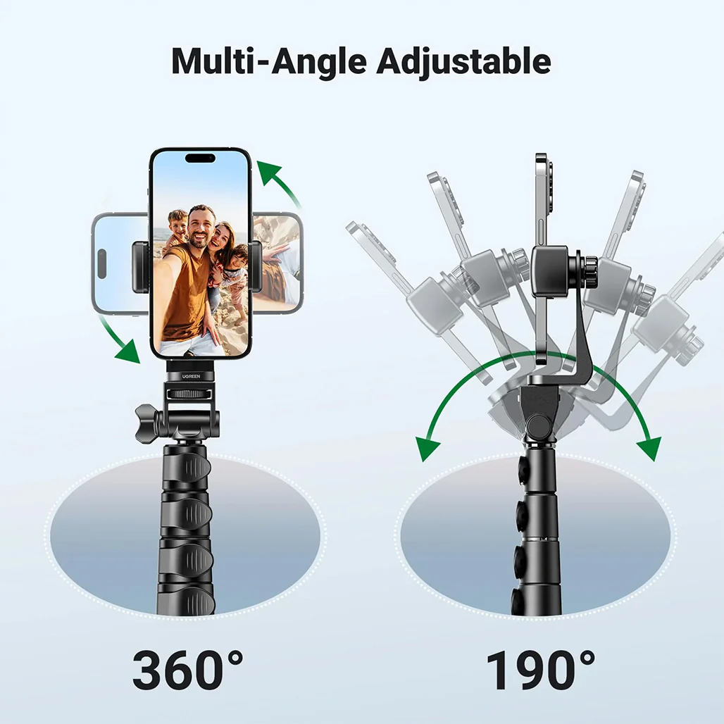 UGREEN 70-Inch Aluminum Phone Tripod with Bluetooth Remote | Sturdy & Adjustable Selfie Stick for iPhone, Galaxy, GoPro - Image 5