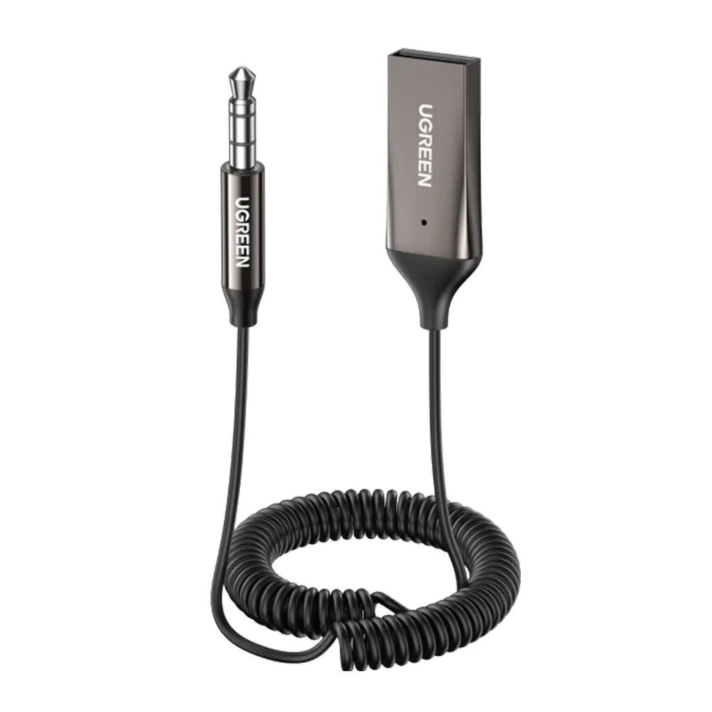 UGreen 70601 Bluetooth Aux Adapter – Car Aux Bluetooth v5.0 Receiver with 3.5mm Jack and Built-in Microphone for Stereo Music Streaming and Hands-Free Calls