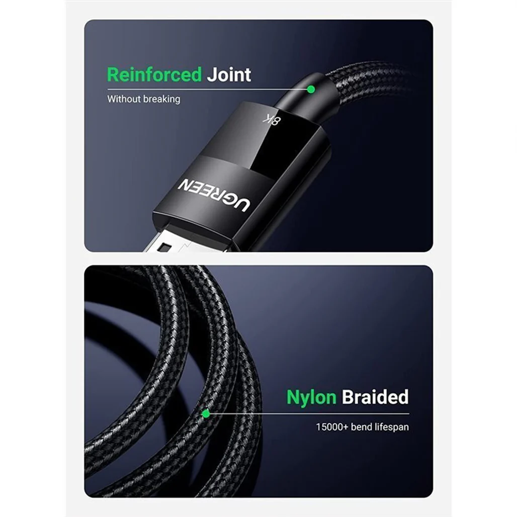 UGREEN 8K DisplayPort 1.4 Cable – High-Speed Braided DP to DP Cord for Gaming & Streaming - Image 3
