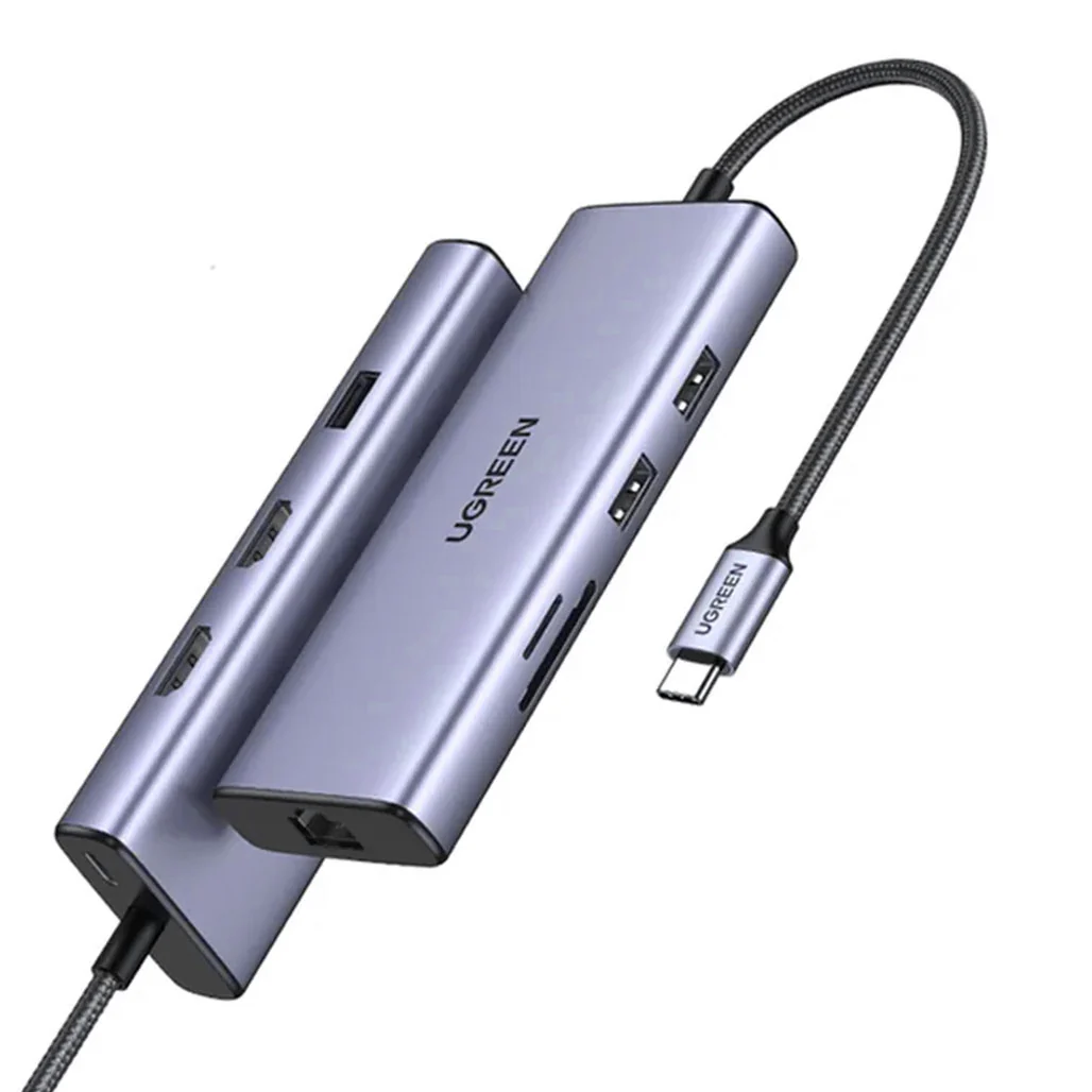 UGreen 9-in-1 USB-C Hub Adapter | Dual 4K HDMI, USB 3.0, Ethernet, SD/TF Card Reader | 60W PD Charging