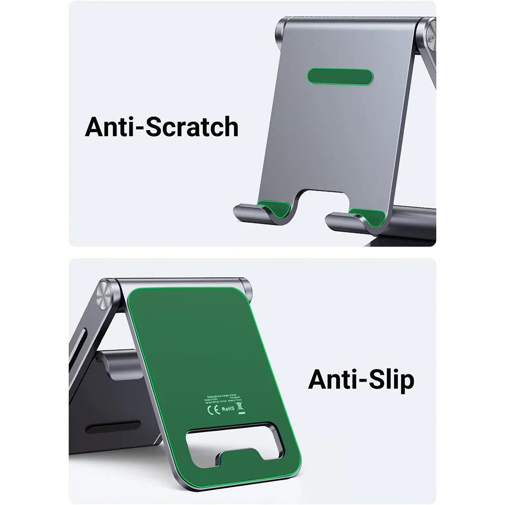 UGREEN Adjustable Aluminum Phone Holder – Foldable & Portable Stand with Cable Cut-out - Image 6