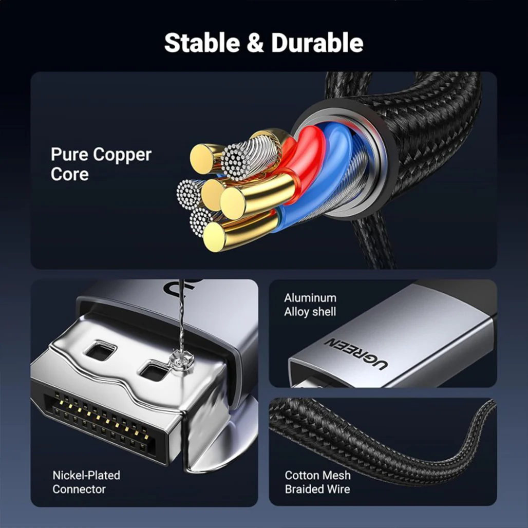 UGREEN DisplayPort to HDMI Cable 4K 60Hz – High-Performance DP to HDMI Adapter for Smooth Video & Audio Transmission - Image 3