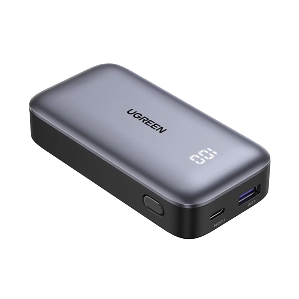 UGreen Dual Port 10000mAh Ultra Slim Quick Charging Power Bank – 30W USB-C & USB-A with Digital Display