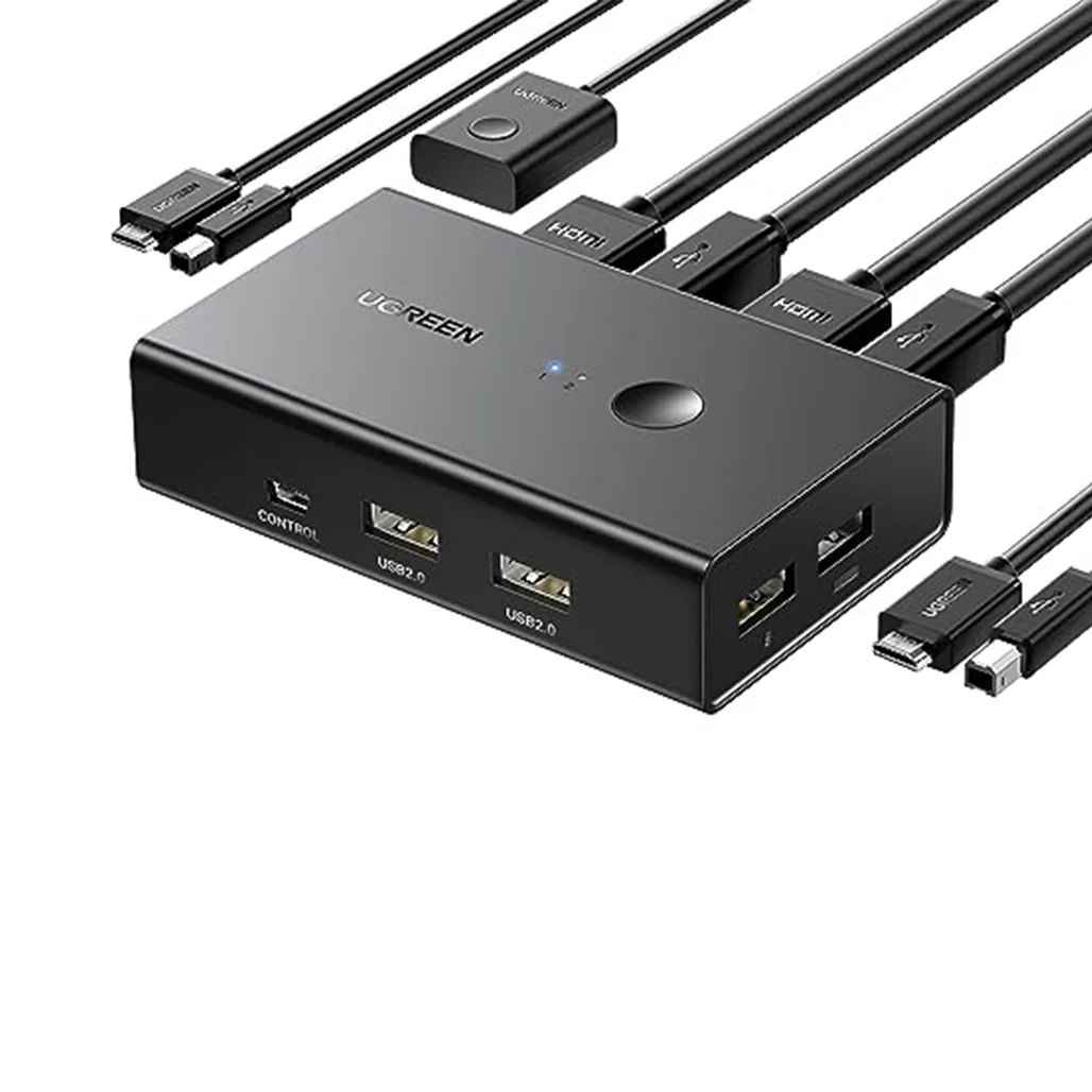 UGreen HDMI KVM Switch 2-in-1 Out | 4K@60Hz with 4 USB Ports | Control 2 Computers with 1 Monitor - Image 2