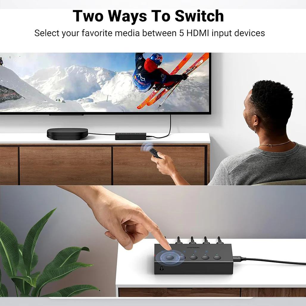 UGREEN HDMI Switch 5 In 1 Out 4K@60Hz | HDMI Splitter with Remote for Gaming Consoles and Streaming Devices - Image 6