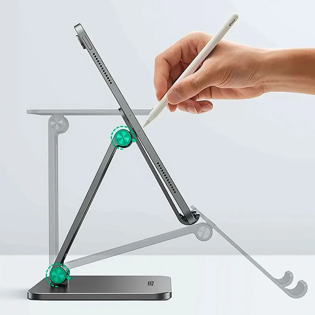 UGreen LP134 Foldable Metal Tablet Stand - Grey | Adjustable Aluminum Holder for Tablets and Smartphones - Image 2