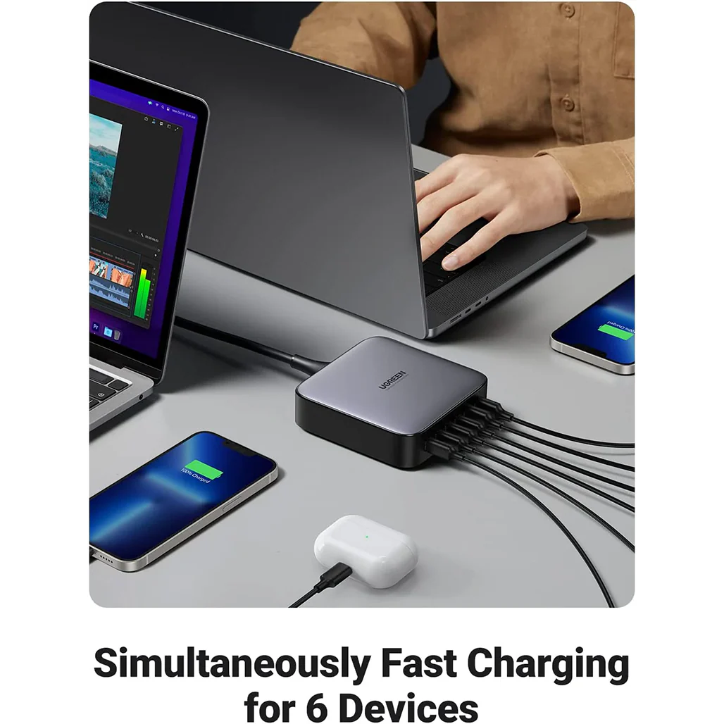 UGREEN Nexode 200W USB C GaN Charger - 6-Port Desktop Charger for Smartphones, Laptops, and Tablets - Image 6