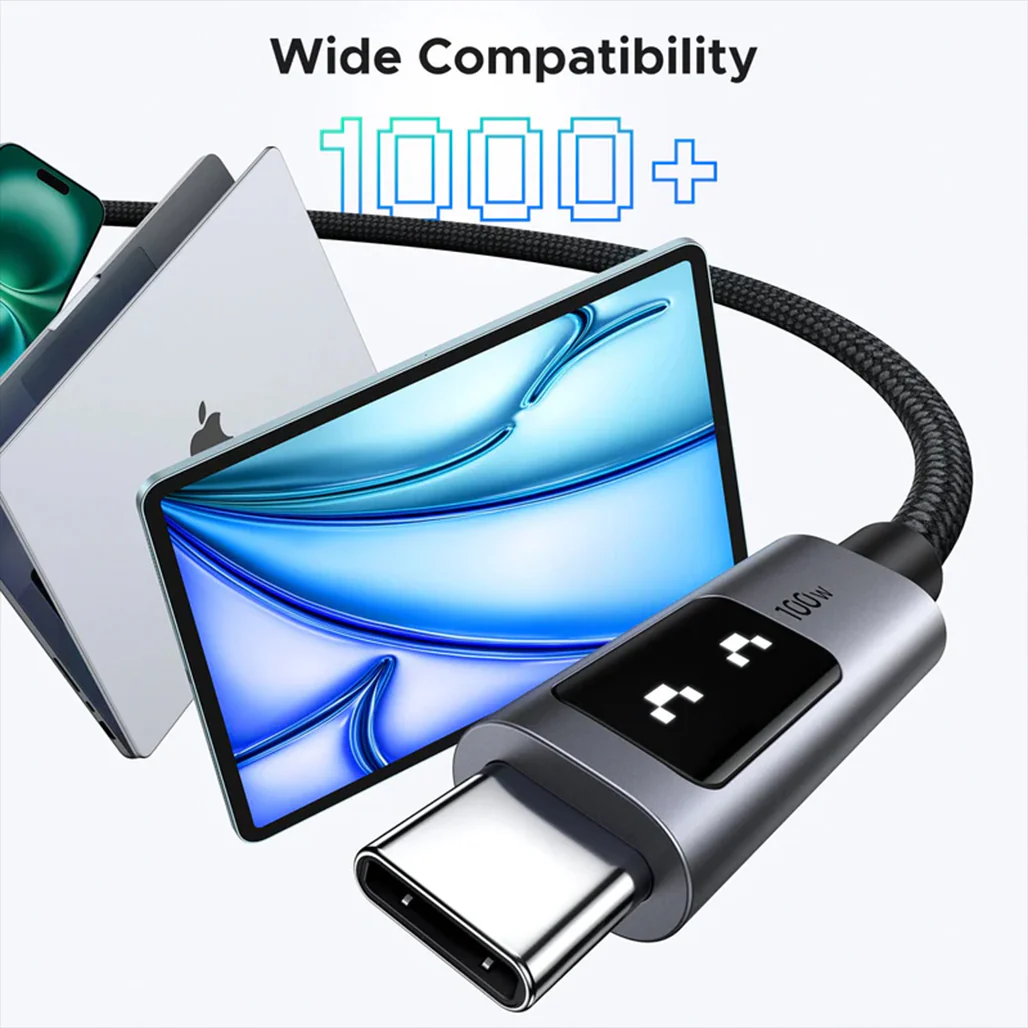 UGREEN Uno USB-C to USB-C Cable 100W 2M – Fast Charging, LED Display, Durable Nylon Braided - Image 4