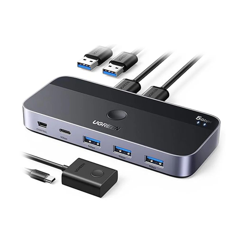UGreen USB 3.0 Sharing Switch 2-in-4 Out | Share 4 USB Devices Between 2 PCs | USB-C & USB-A Ports - Image 2