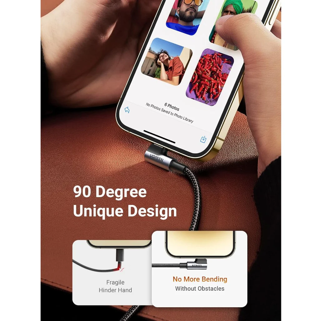 Ugreen USB-C to Angled Lightning Braided Cable – MFi Certified Fast Charging - Image 8