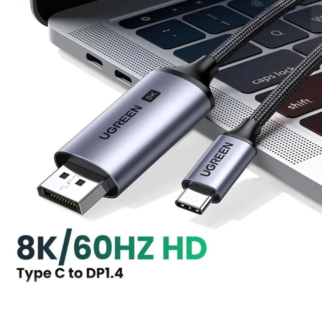UGreen USB-C to DisplayPort Cable 8K@60Hz | High-Speed DisplayPort 1.4 Cable with HDR, FreeSync & G-Sync Support - Image 2