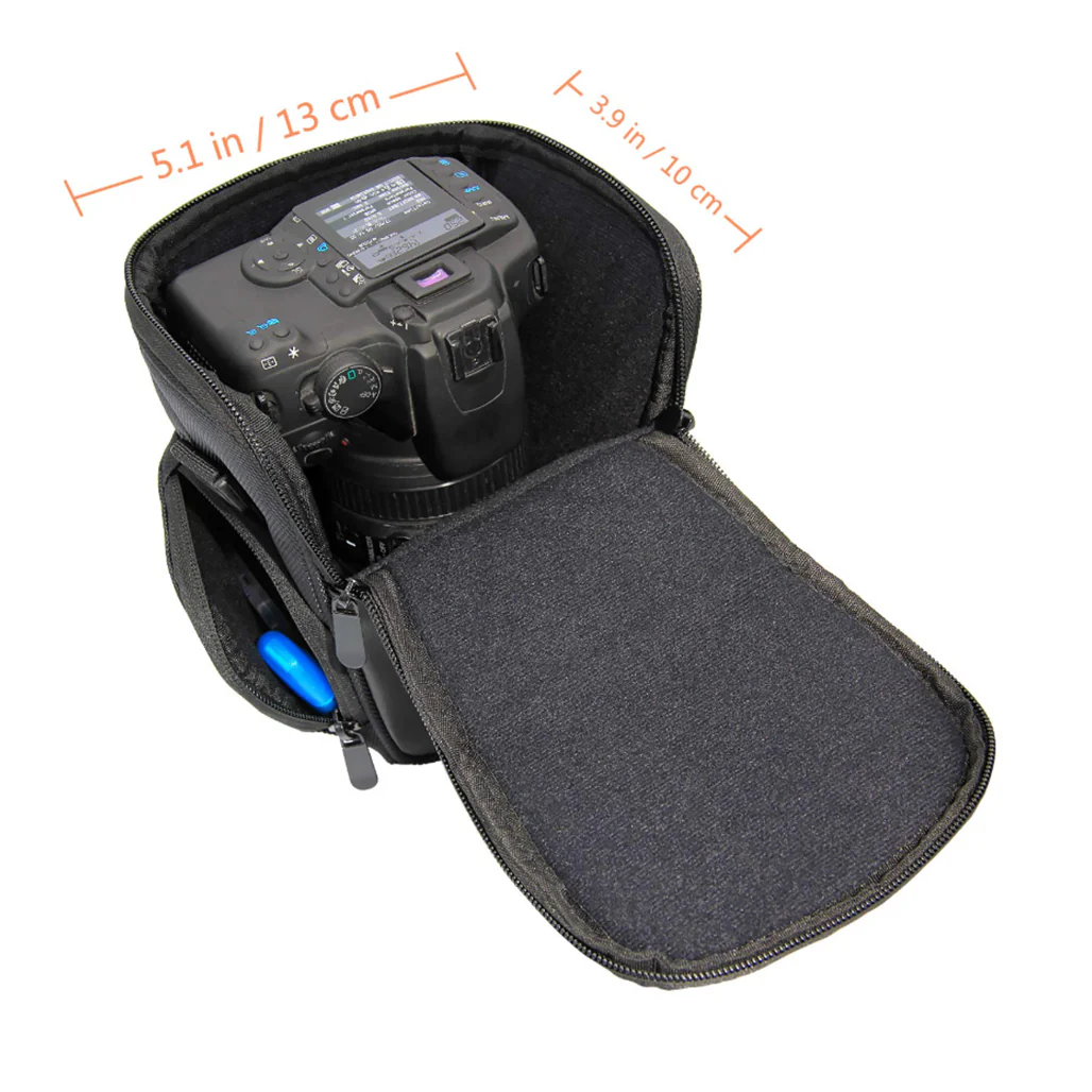 Universal DSLR Camera Bag – Nylon Holster Case for Nikon, Canon, Sony, Olympus, Pentax – Travel Shoulder Bag with Accessory Pockets – Black - Image 4