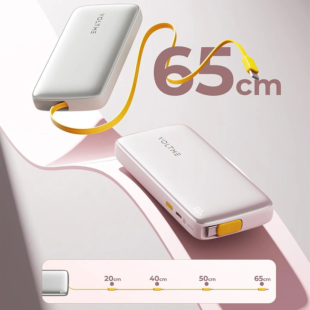 Voltme Hypercore Rollz 10K 30W Power Bank with Retractable USB-C Cable - Image 5