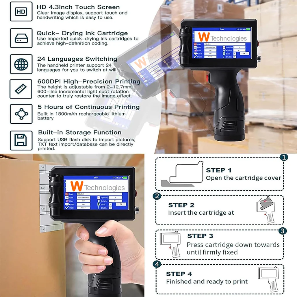 W Tech Handheld Inkjet Printer 12.7/25.4mm - Image 5
