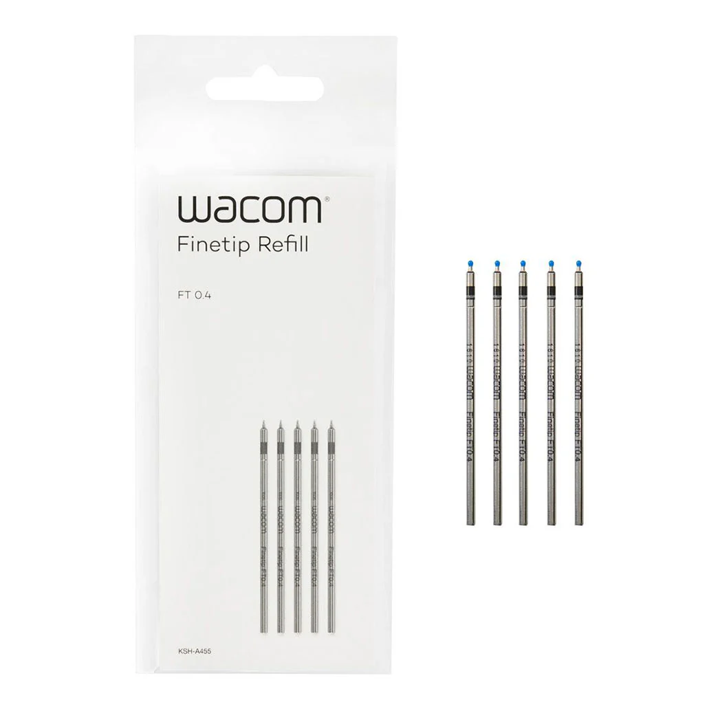 Wacom ACK22208 Finetip 0.4 mm Pen Refills (5-Pack) | Black Gel Ink for Intuos Pro and Finetip Pens