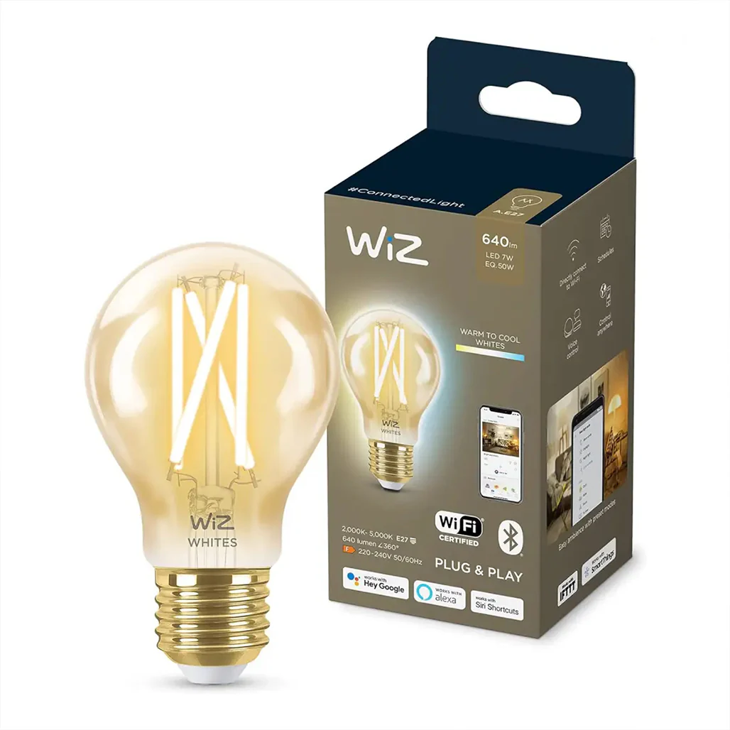 WiZ Smart WiFi LED Light Bulb E27 Amber – 60W Equivalent, Tunable White (Warm to Cool), App & Voice Control, Energy Monitoring - Image 2