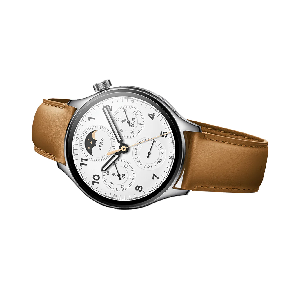 Xiaomi Watch S1 Pro - Silver Stainless Steel Case with Brown Leather Strap - Image 3
