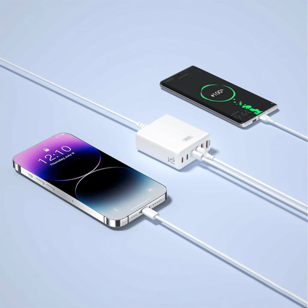 XO L133(EU) Multi-Port Power Charger - 75W Fast Charging with QC/PD Compatibility - Image 3